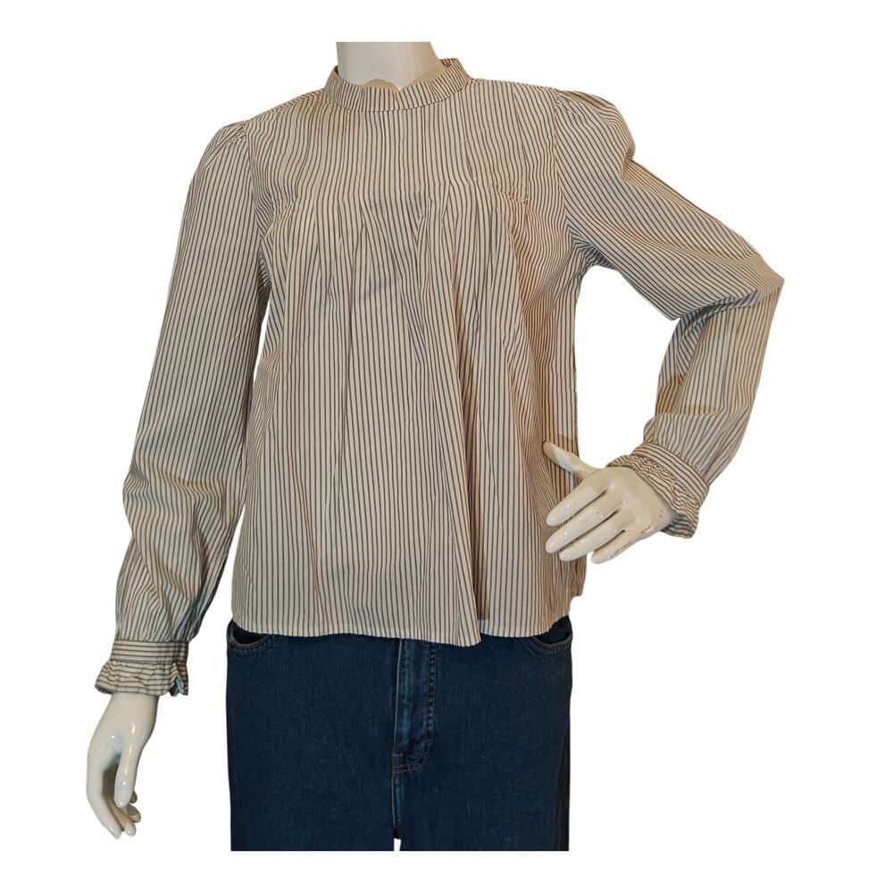 Banana Republic Striped Mock Neck Blouse Size S Boho Top